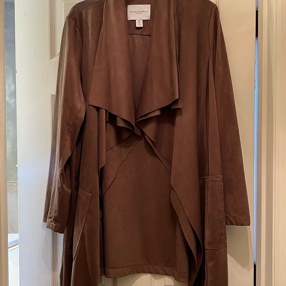 Carolina Belle Faux Suede Brown Trench Coat